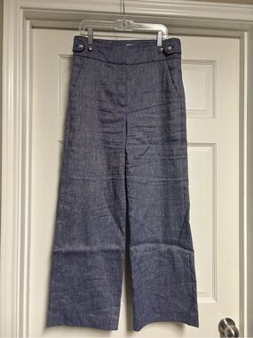 Veronica Beard high rise  Blue Wide-Leg linen blend pants